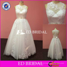 China Real Picture Lace Appliqued A-Line Floor Length Wholesale Wedding Dresses